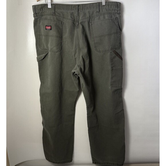 Wrangler Workwear Carpenter Pants Relaxed Olive Green Mens 39x28 - Picture 2 of 7
